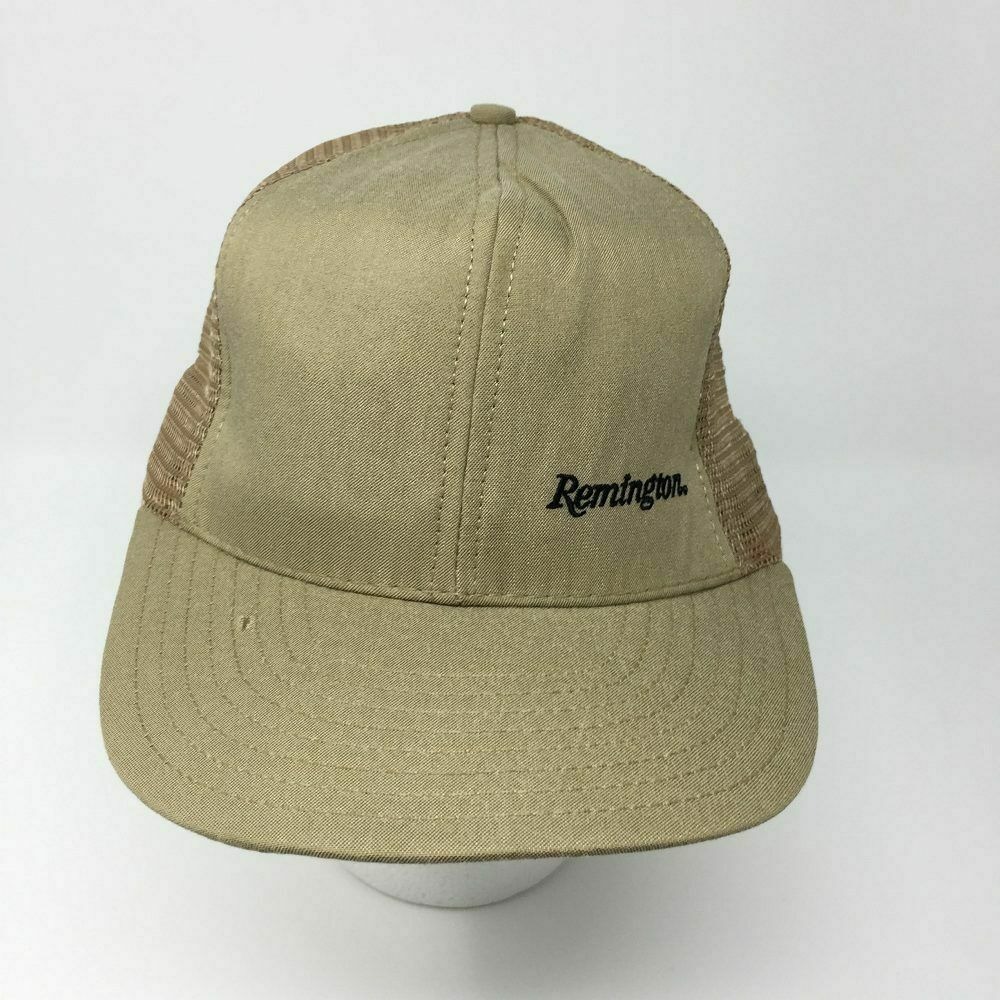 VTG Remington Snapback Hat 80s NRA Hunt Shooting Beige USA Spellout